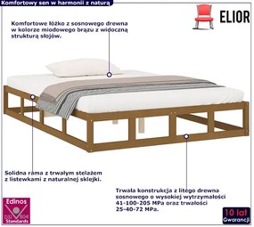 Drewniane łóżko miodowy brąz 120x200 - Kaori 4X