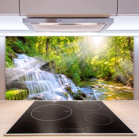 Szkło do Kuchni na Ścianę Leśny Potok I Wodospad