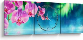 Obraz - Orchidea (z zegarem) (90x30 cm)