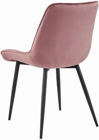 Krzesło aksamitne BERA ciemnoróżowe z czarnymi nogami