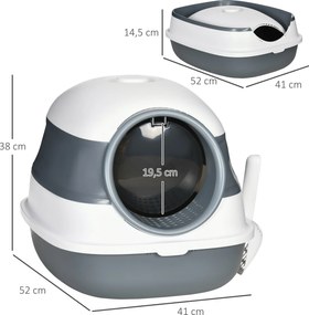 PawHut Toaleta dla Kota z Pokrywą Kuweta z Pedałem Kratka na Podłogę Ułatwiająca Czyszczenie | Aosom PL