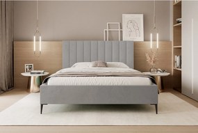 Mona SLIM III Łóżko tapicerowane do sypialni w tkaninie VELUTTO, 120x200 cm Szare