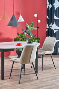 Krzesło do jadalni tapicerowane welurowe beżowe, pikowane K589