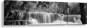 Obraz - Czarno-biały wodospad (170x50 cm)