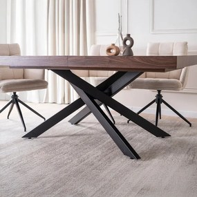 Stół Prostokątny Rozkładany HAMPTON 160-240 cm Orzech/Czarny do Jadalni Nowoczesny Loft