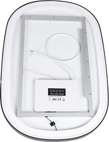 Lustro łazienkowe czarne z LED, 3-stopniowe ściemnianie dotykowe, owalne - Miral