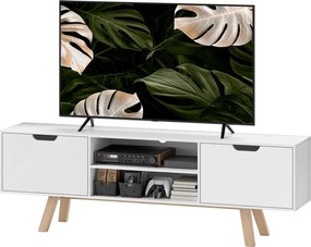 HOMCOM Komoda TV z Szufladami i Otwartymi Półkami, MDF, 150 x 39 x 50 cm, Biały
