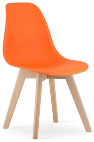 Pomaranczowe krzeslo KITO z bukowymi nogami