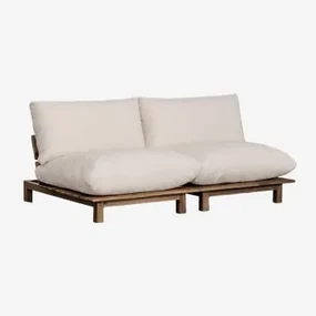 2-częściowa Modułowa Sofa Ogrodowa Z Funkcją Rozkładania W Kolorze Drewna Akacjowego Brina Kremowa - Sklum