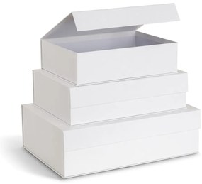 Białe kartonowe pojemniki dekoracyjne z pokrywką zestaw 3 szt. 42,5x29,5x13 cm Kian Paper Laminate – Bigso