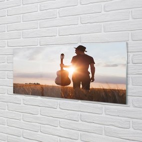 Szklany Panel Muzyk z Gitarą
