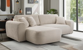 Masseno Narożnik VIVA z funkcją spania i pojemnikiem na pościel Narozniki L, Rozkładana sofa - Beżowy, TILIA 08