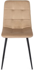 Zestaw Stół Okrągły LINO 100 cm Dąb Złoty/Czarny i 4 Krzesła Tapicerowane do Jadalni PERU Beżowe Welurowe Nowoczesne Loft