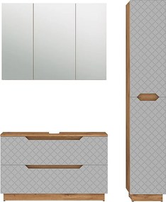 Zestaw mebli łazienkowych dąb/szary ze strukturą płytek 99.4x32x62.5 lotta