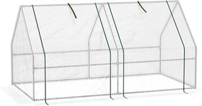 Outsunny Mini szklarnia tunelowa z 2 zamykanymi drzwiami suwakowymi wytrzymała folia i metalowa rama 18x1x1m Biały | Aosom PL