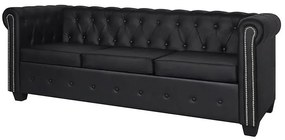 3-osobowa czarna sofa w stylu Chesterfield Emilis