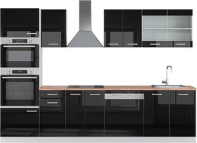 Aneks kuchenny czarny wysoki połysk/biały 300x60x81.6 r-line