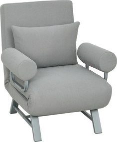 HOMCOM fotel rozkładany, fotel tapicerowany, przekształcany w łóżko dla gości, ergonomiczny, jasnoszary