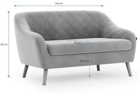 Szara 2-osobowa sofa CORANTI VELVET