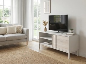 Promocja stolik TV FROST 120x40 cm biały, dekor dąb alpejski II jakość