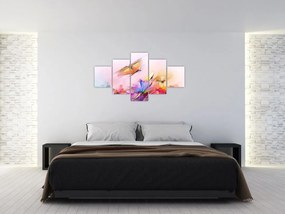 Obraz - Motyl nad kwiatem, abstrakcja (125x70 cm)