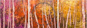 Obraz kolorowego lasu (z zegarem) (90x30 cm)