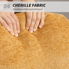 HOMCOM Tapicerowany fotel bujany ze stalowymi nogami i drewnianymi płozami, Żółty