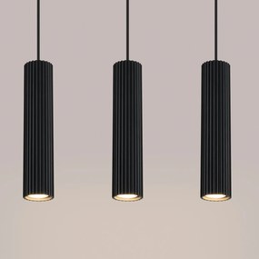 Lampa wisząca KARBON 3L czarna ryflowana SOLLUX  LIGHTING