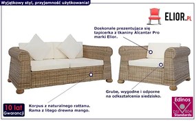 2-częściowy 3-osobowy zestaw wypoczynkowy z naturalnego rattanu - Radna 2S