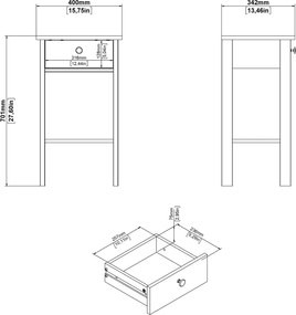 Stolik nocny z półką i szufladą Madrid, jackson hickory