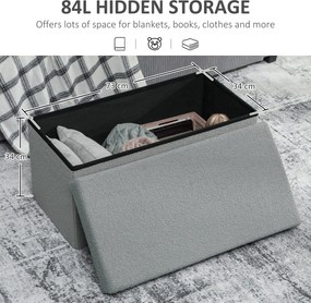 HOMCOM Puf do przechowywania, tapicerowana ławka z pojemnikiem i pokrywą do salonu, sypialni, korytarza, Ciemnoszary