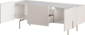Szafka RTV Malmi 150 cm - kaszmir / crema bianca / złote nóżki