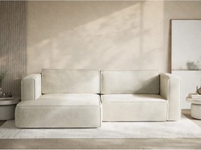 Kremowy rozkładany/ze schowkiem narożnik z tkaniny szenilowej (lewostronny/z szezlongiem) Velto – Maison de Rêve