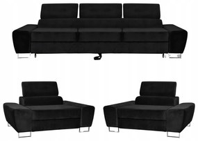 Zestaw mebli wypoczynkowych salon Bosso Sofa 3os fotele czarne Family Meble
