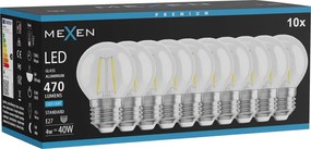 Mexen Vintis 10x żarówka filament LED E27, G45, 4W, Zimna - 6500K, 470 lm, clear - L156-E27-0465-00x10