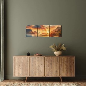 Obraz - Widok z plaży (z zegarem) (90x30 cm)