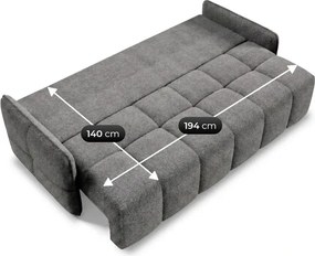 Sofa PURE Rozkładana Dwuosobowa Ciemnoszara Boucle Japandi