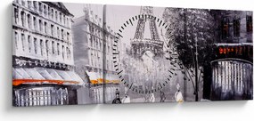 Obraz - Obraz olejny, Paryż (z zegarem) (90x30 cm)