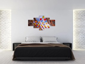 Obraz kolorowych parasoli (125x70 cm)