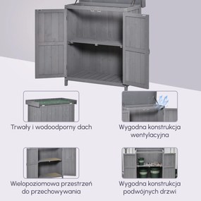 Outsunny szafka na narzędzia z drewna sosnowego 2 półki kolor szary 74x43x88cm | Aosom PL