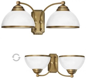 Złoty kinkiet z dwoma kloszami R-K2G