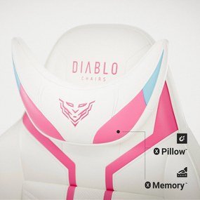 Fotel Gamingowy Diablo X-RAY 2.0 Small Size, biało-różowy