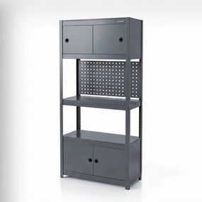 Regał metalowy z szafkami antracytowy: JOHNNY, 1800 x 800 x 420 mm