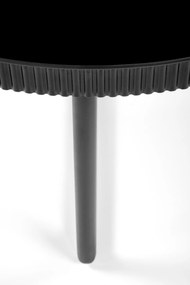 Okrągła czarna ława z połyskiem 80/45 cm szkło/MDF/stal COSMO ława, czarny