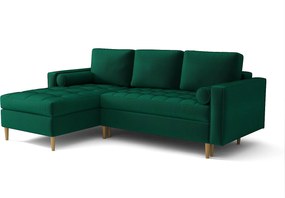 Narożnik lewy rozkładany Monza 246x172 cm z funkcją spania - butelkowa zieleń Monolith 37