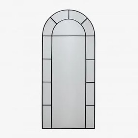 Lustro Ścienne Metalowe Z Efektem Okna Diana 80x180 Cm Negro - Sklum