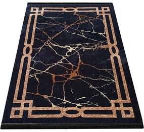 Dywan Ze Czarny Złotymi Wzorami M6-F11