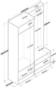 Zestaw do przedpokoju Pone White and Walnut I