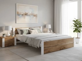 Łóżko IKAROS DOUBLE 180 x 200 cm, dąb artisan/biały Stelaż: Ze stelażem listwowym rolowanym elastycznym, Materac: Bez materaca
