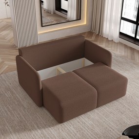 Masseno Sofa SUVI II z funkcją spania i pojemnikiem na pościel, Rozkładana sofa - Brązowy, QUELLE 25